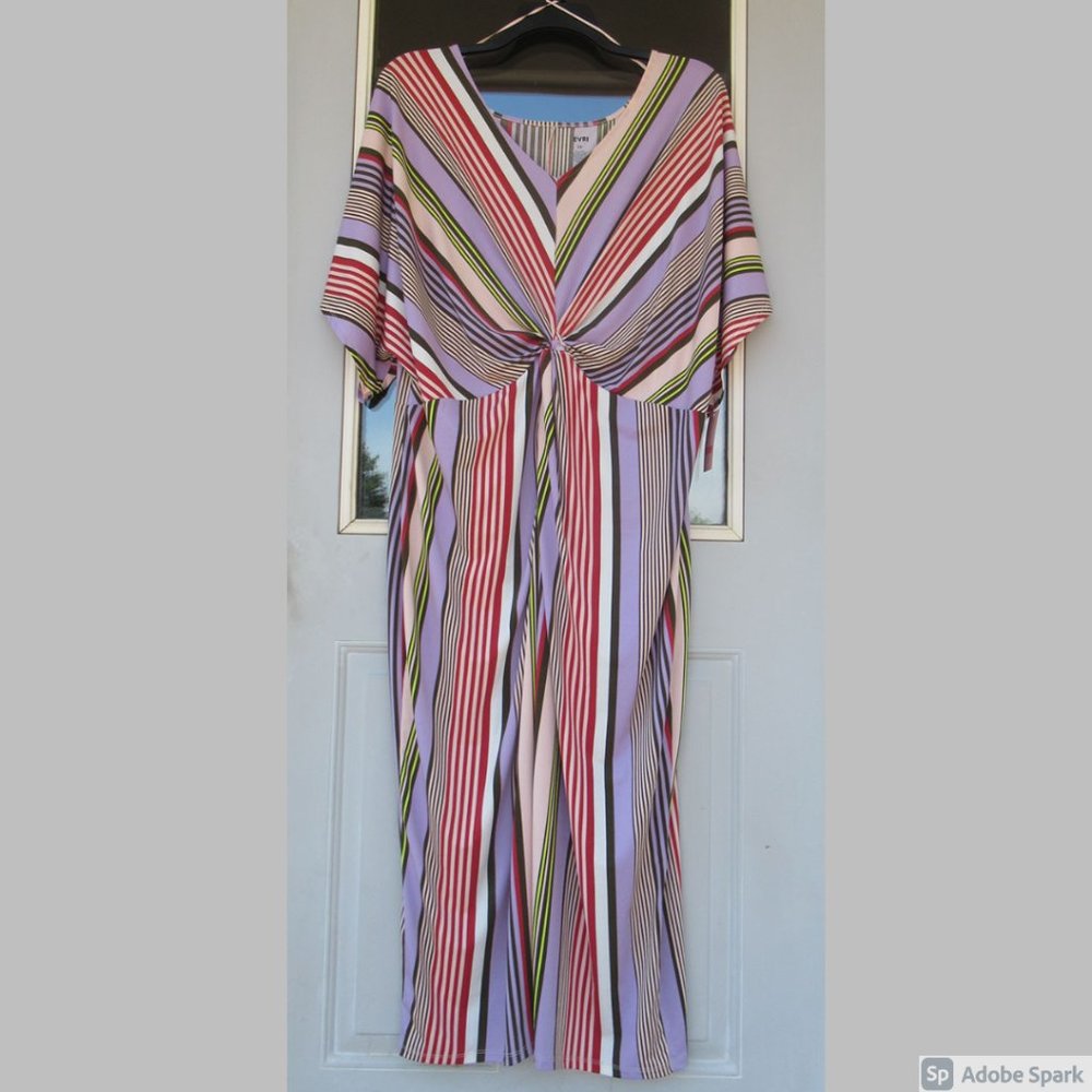 Evri dress with stretch figure flattering stripes & slit in back 3X